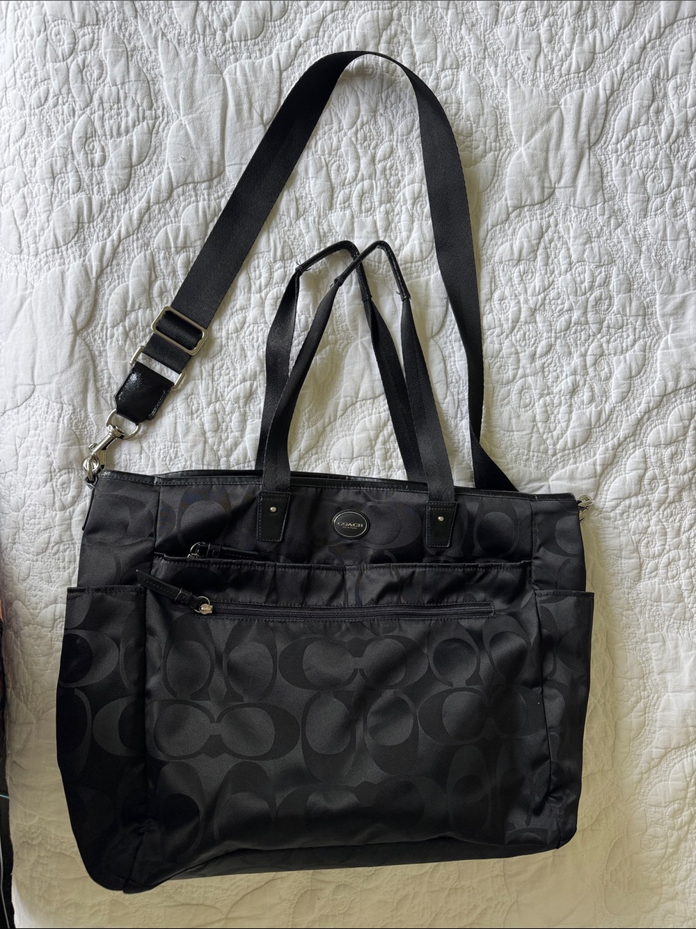 Coach Black Signature Nylon Duffel Bag - Picture 2 of 9